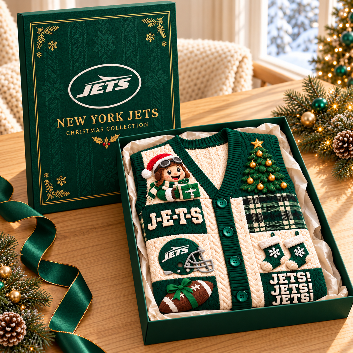 NYJ Premium Christmas Cardigan Vest TMH