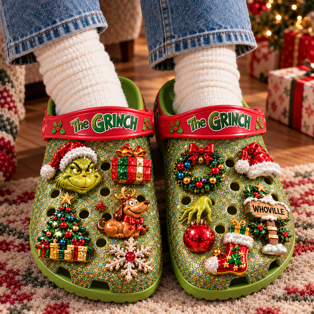 TGR Premium Christmas Glitter Charm Clogs NTTB